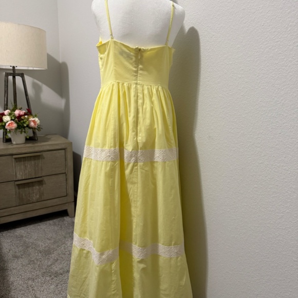 Jason Wu Yellow Lace Trim Midi Sundress – Size 6 - Picture 3 of 5